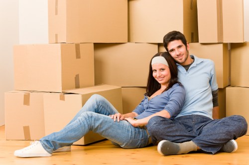 Office furniture and equipment prepared for a Hampton commercial move