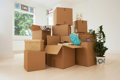 Boxes, labels, and moving supplies prepared for a Hampton relocation
