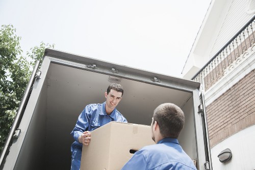 Packed moving boxes ready for removal services in Hampton